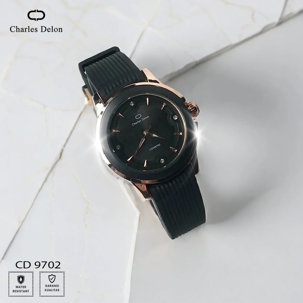 Jam Tangan Wanita Karet Silicon Anti Air Box Original Charles Delon CDW 9702