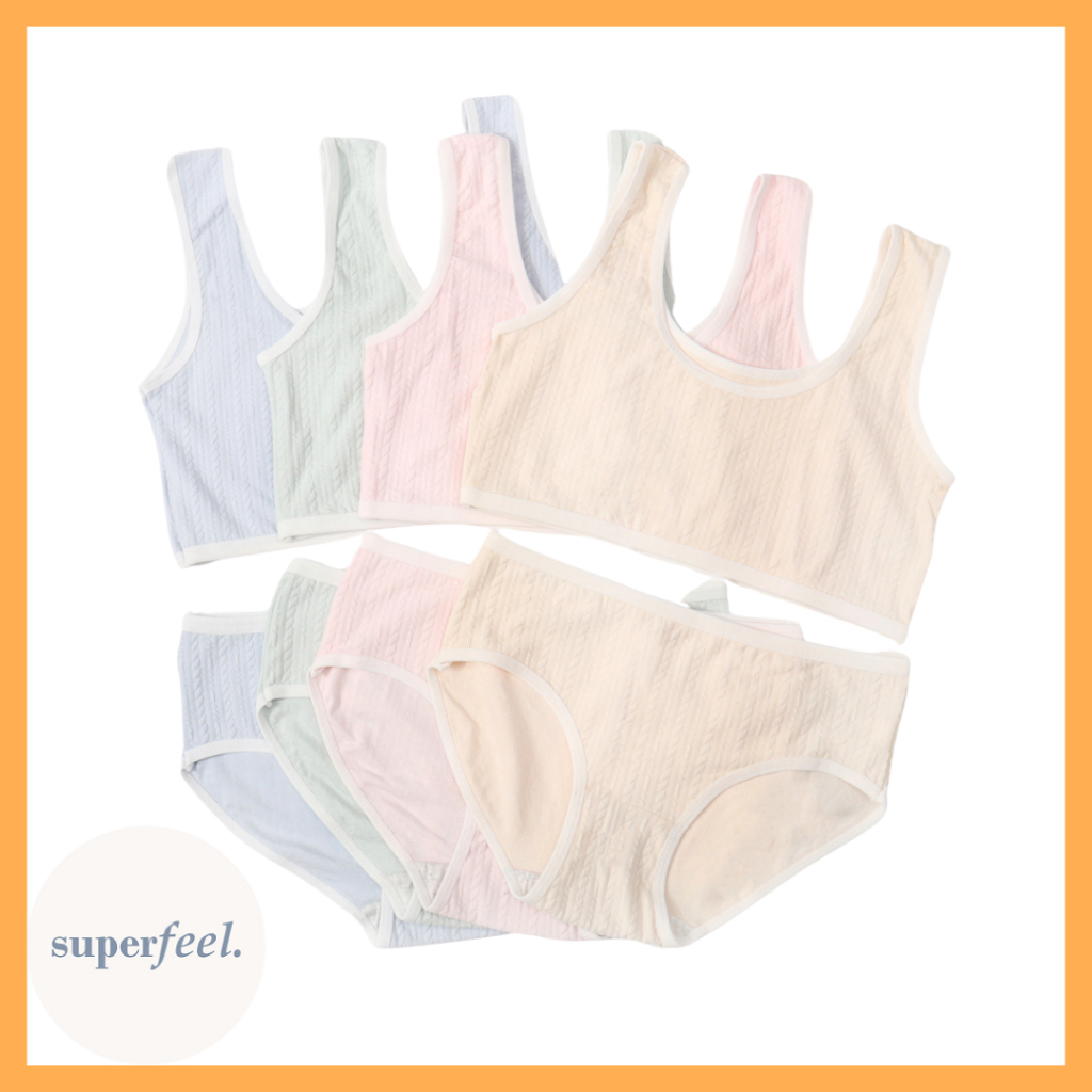 SFL SATU SET MINISET ANAK BAHAN KATUN ADEM LEMBUT ANTI GATAL CELANA DALAM DAN BRA CD KOLOR BH REMAJA