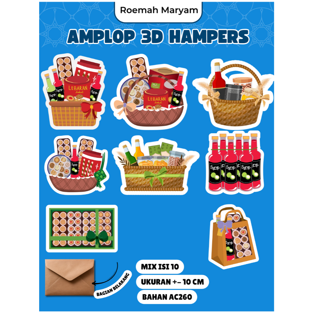 

(ISI 10) AMPLOP 3D LEBARAN 3D PREMIUM TEMA HAMPERS