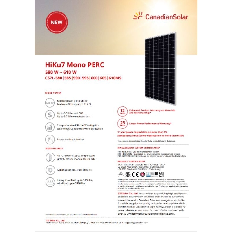 solar panel Canadian 610WP
