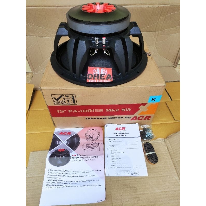 Speaker ACR Fabulous PA-100152 MK2 SW 15 inchi Subwoofer Original 15in coil 3,9 inch 900 Watt RMS Ma