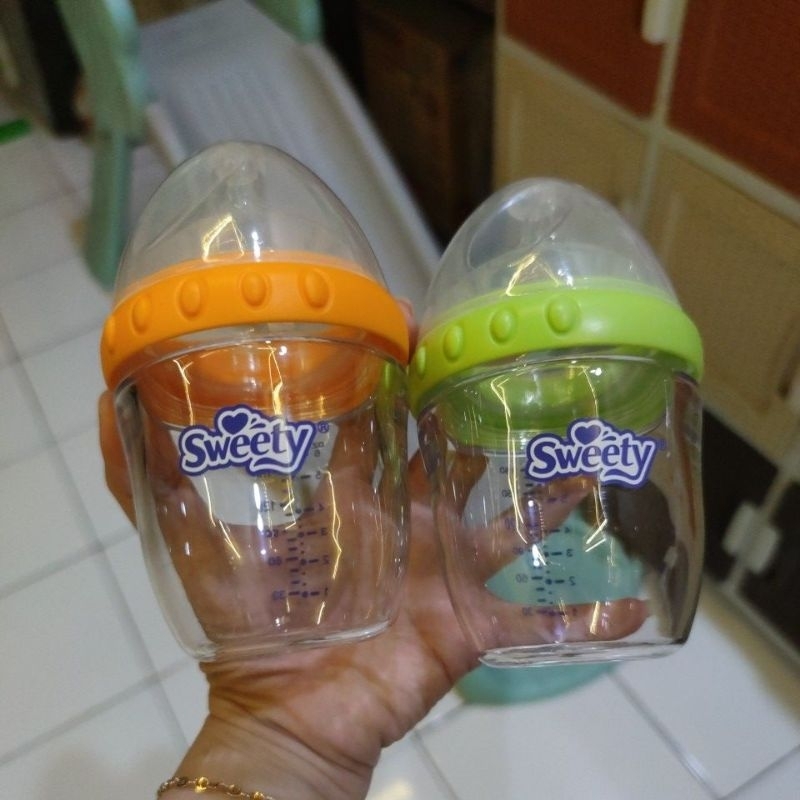 2PCS PRELOVED SWEETY BABY BOTTLE EXTRA WIDE NECK 180ML, BOTOL SUSU BAYI 180ML, DOT BAYI 180ML