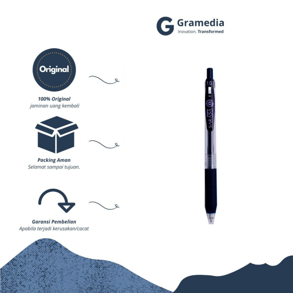 

Zebra Sarasa Clip 1.0 - Pulpen Warna Biru Hitam / Blue Black