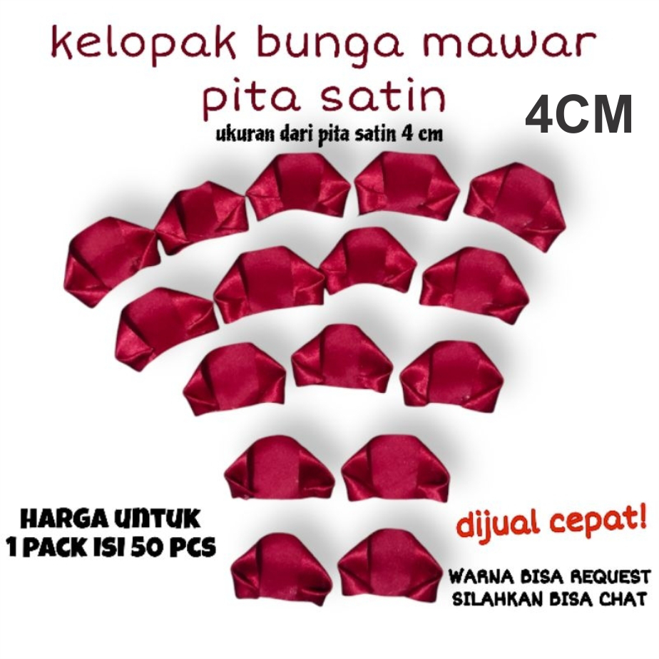 

Kelopak bunga mawar satin/pita satin 1.5 inch ( 4cm)