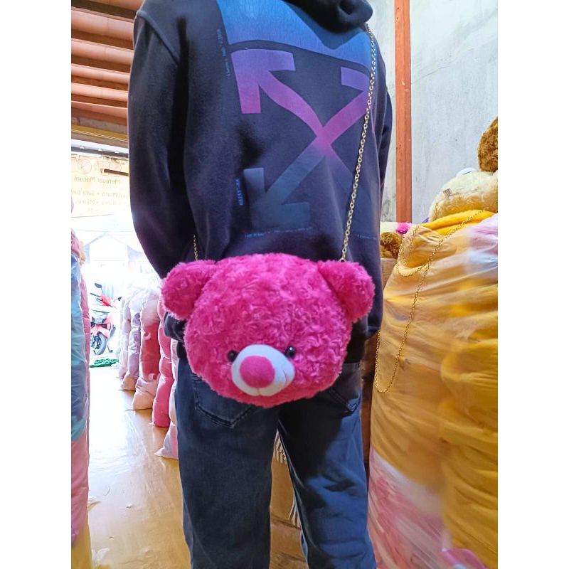 Tas Selempang Lucu Wanita Tas Motif Kepala Boneka Beruang Tas Fashion