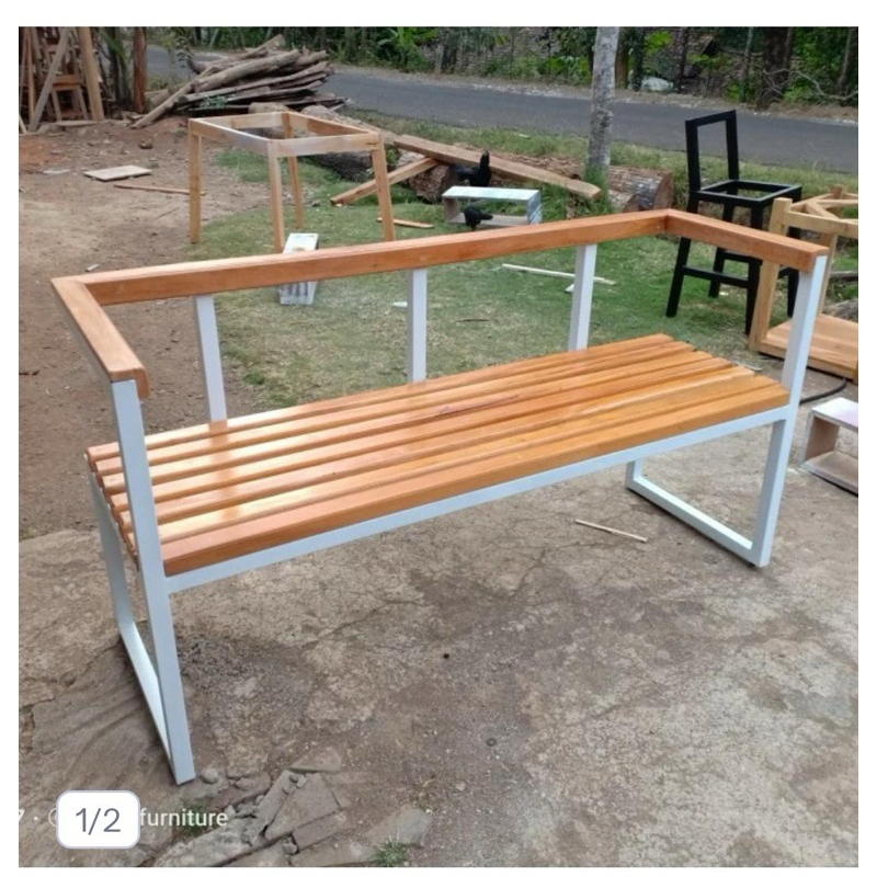 kursi teras besi kayu minimalis