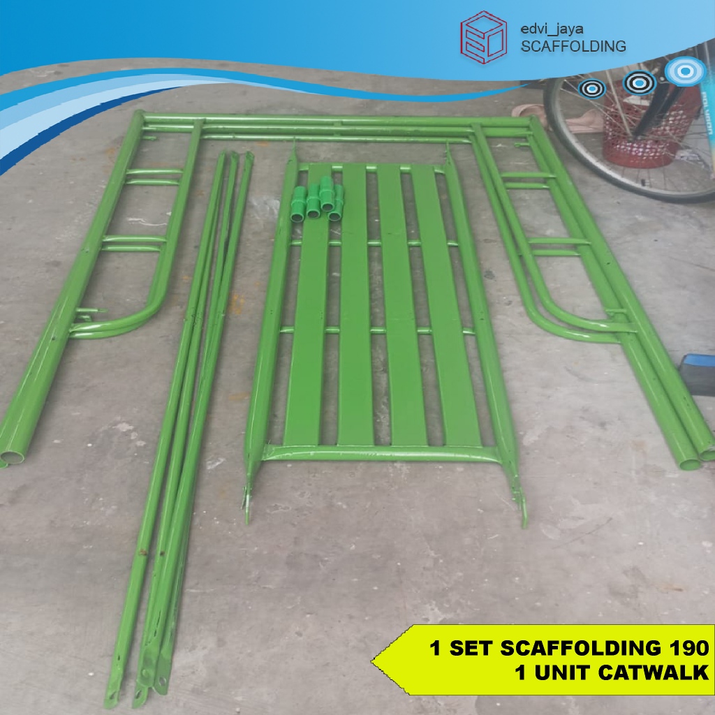 STEGER SCAFFOLDING KAPOLDING TINGGI 190 CM LENGKAP DENGAN CATWALK/INJAKAN STEGER