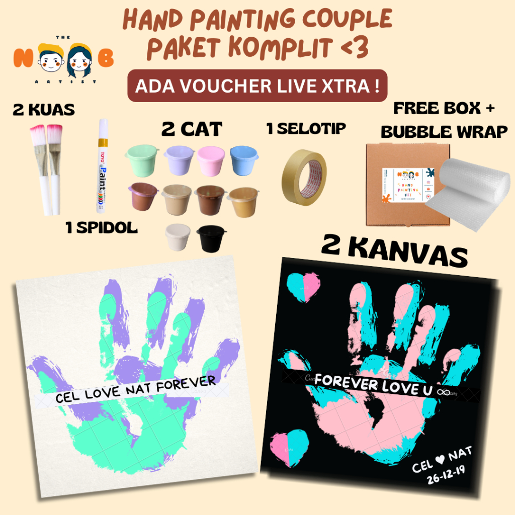 

Hand Painting Kit Canvas By The Noob Artist Kanvas Cap Tangan Couple Canvas 20x20 cm Kanvas Lukis