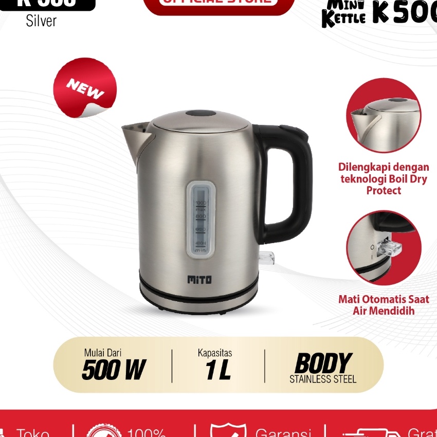 Eksklusif MITO Electric Kettle M K 1L  Teko Listrik Pemanas Air