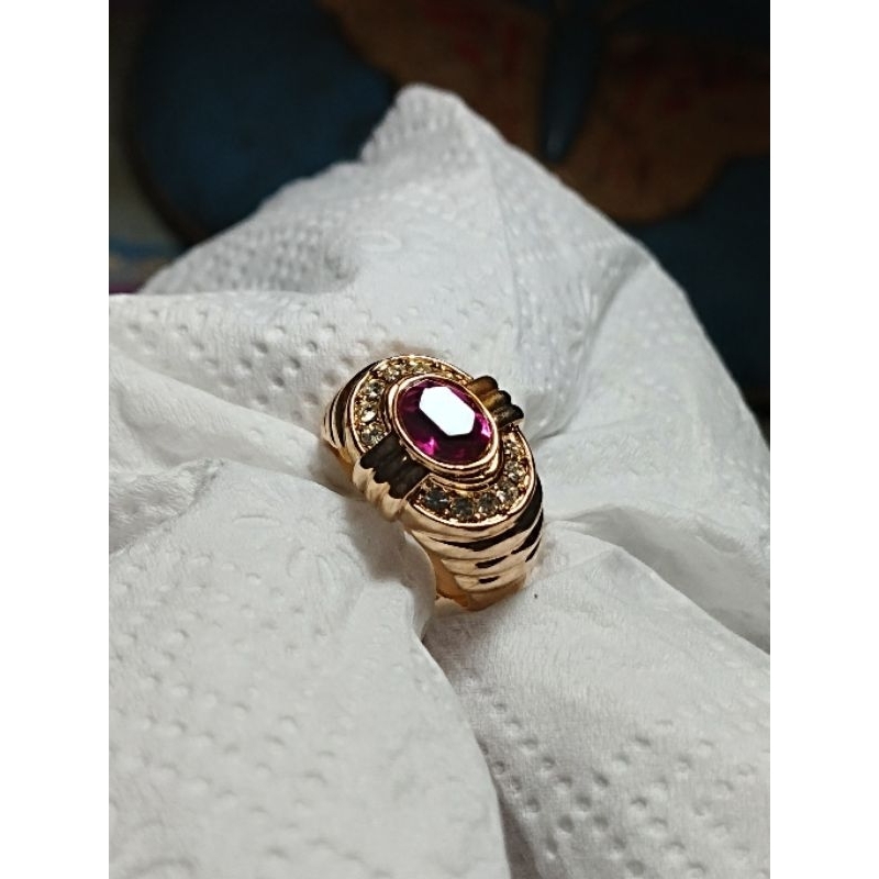 Cincin merah siem/rose opal ful cuting lintang