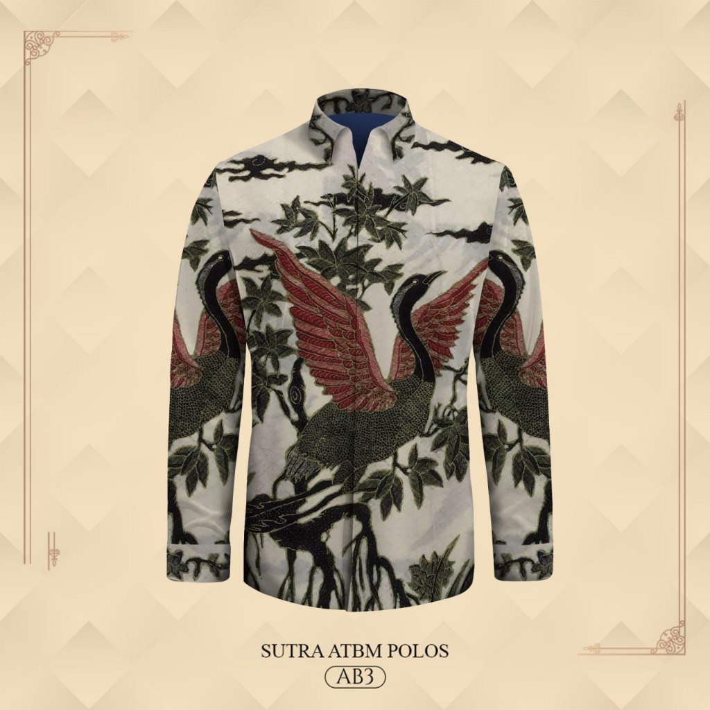 Kemeja lengan panjang pria formal batik tulis bahan atbm sutera premium pola baju batik pria batik t