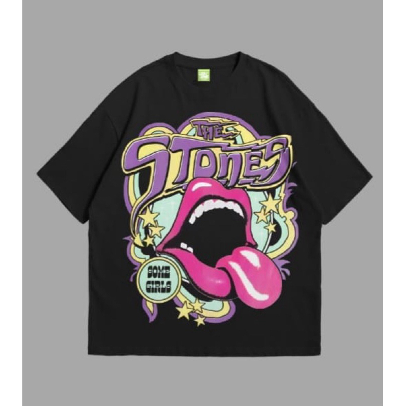 LADYJANE ROLLING STONES SOME GIRL TSHIRT OVERSIZE HITAM KAOS BAND PREMIUM COTTON COMBAD20'S TERLARIS