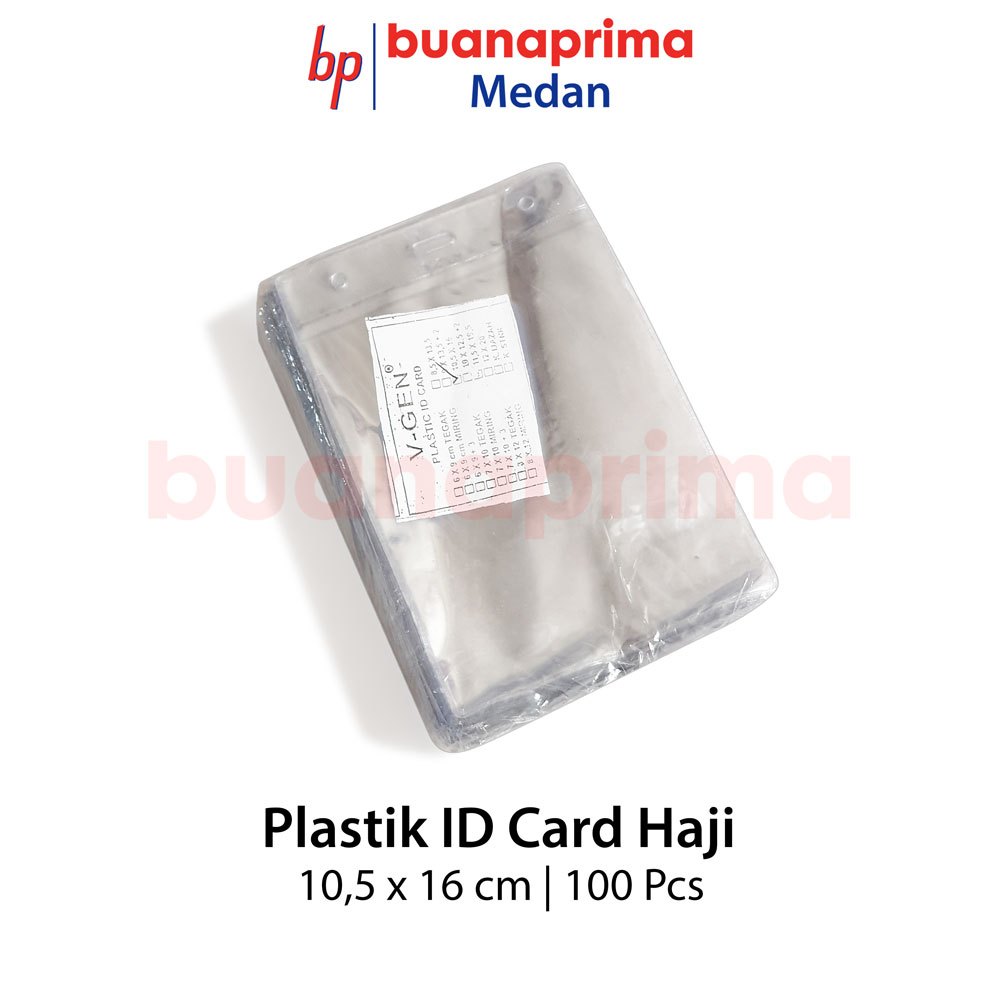 

PLASTIK ID CARD HAJI 10.5 x 16 cm isi 100 pcs Name Tag Holder Panitia