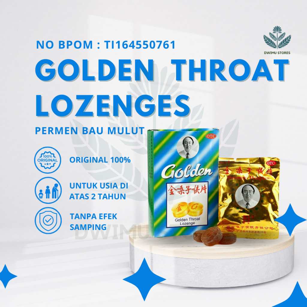 

Permen Herbal untuk Tenggorokan Kering, Atasi Bau Mulut & Radang Tenggorokan Golden throat Lozenge - Permen Pelega Tenggorokan / Bau Mulut