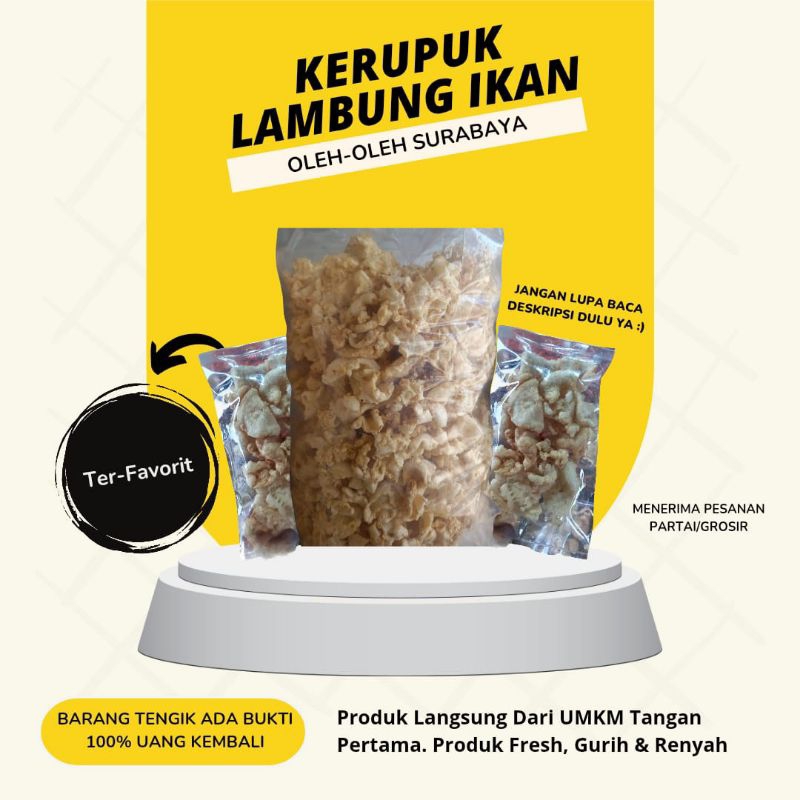 

Kerupuk Lambung Ikan 250 gram Khas Kenjeran Surabaya