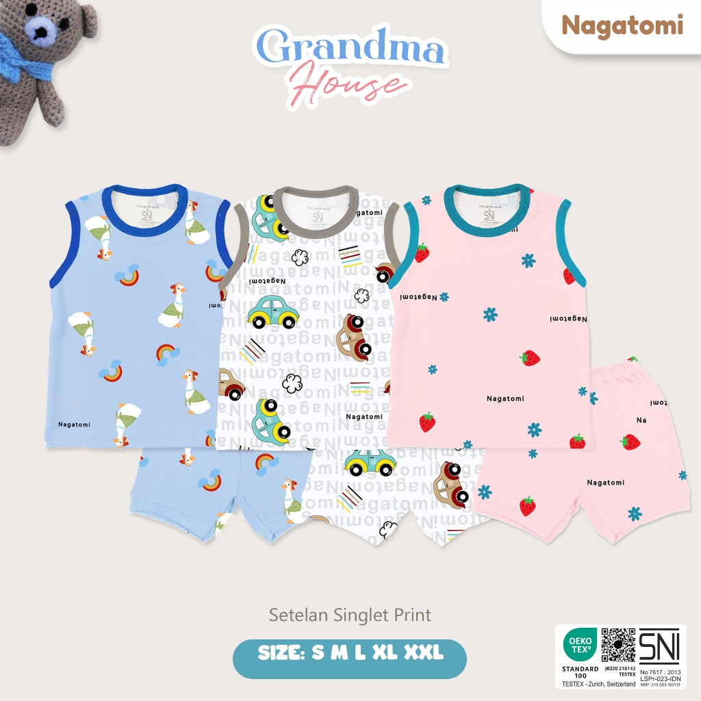 NAGATOMI - Setelan Baju Anak Kutung / Singlet Anak Grandma House