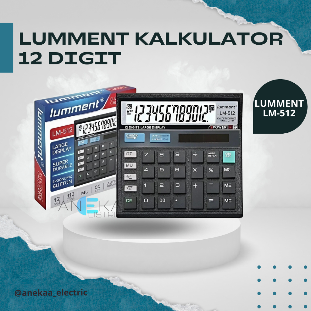 

Kalkulator 12 Digit Lumment 512 Calculator Step's Checks Large Display