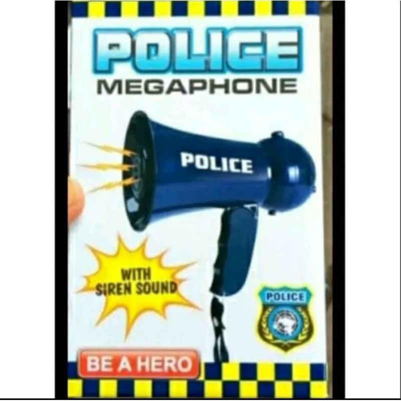 Mainan anak police megaphone sirine toa pengeras suara ukuran kecil praktis murah megaphone