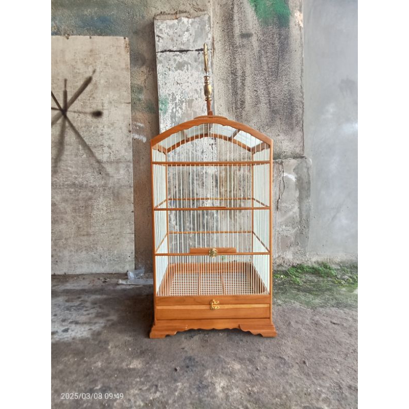 SANGKAR BURUNG KENARI, CIBLEK, BLACKTHROAT, MODEL KOSAN KAYU JATI SOLOAN JERUJI FIBER TERLARIS