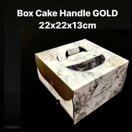 

Box Cake Handle Gold Dus Hampers Kue 22x22x13cm