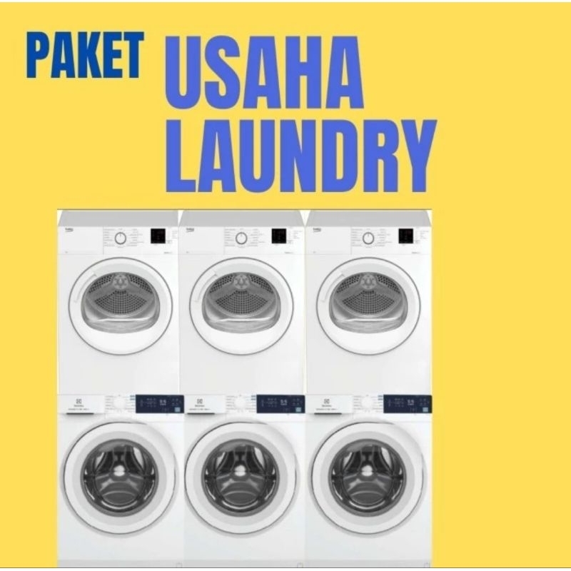 Paket usaha laundry 3 stack lengkap mesin cuci Electrolux dan mesin pengering beko