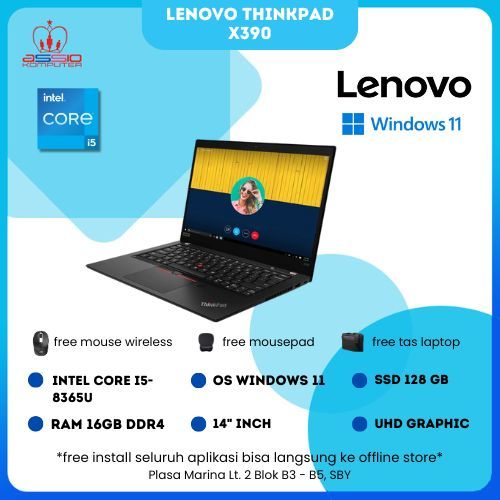 LENOVO THINKPAD X390 INTEL CORE I5 RAM 16GB SSD 128GB