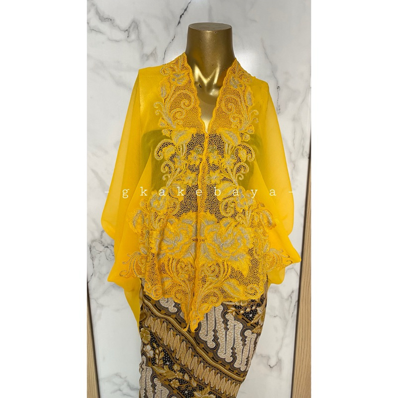 KEBAYA BORDIR BUNGA KUNING / KAIN KEBAYA / KEBAYA BALI