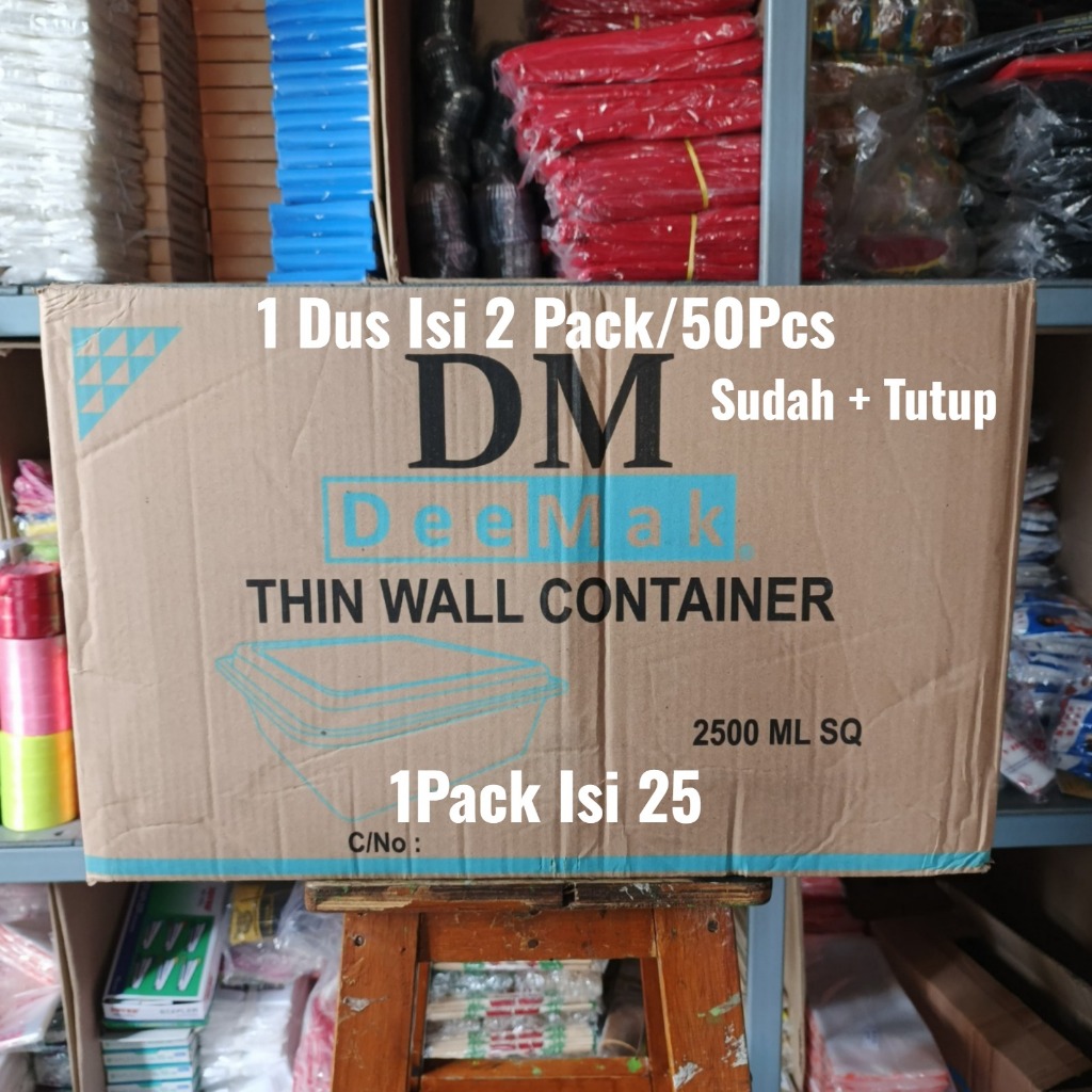 (1 Dus) Thinwall DM 2500Ml Square isi 50Pcs / Thinwall 2500SQ / Thinwall 2500 Square