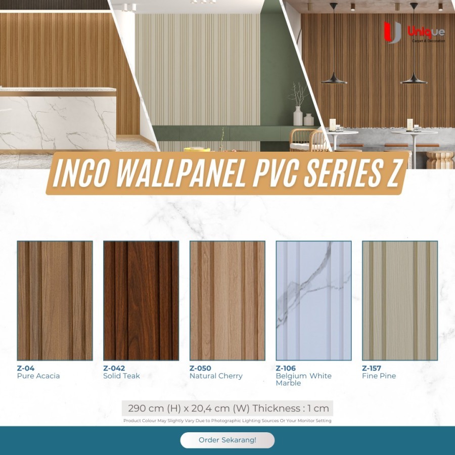 Wallpanel INCO Series Z Motif Kayu / PVC Wood Panel Tebal 1cm / Panel PVC Plafon Indoor / Dekorasi D