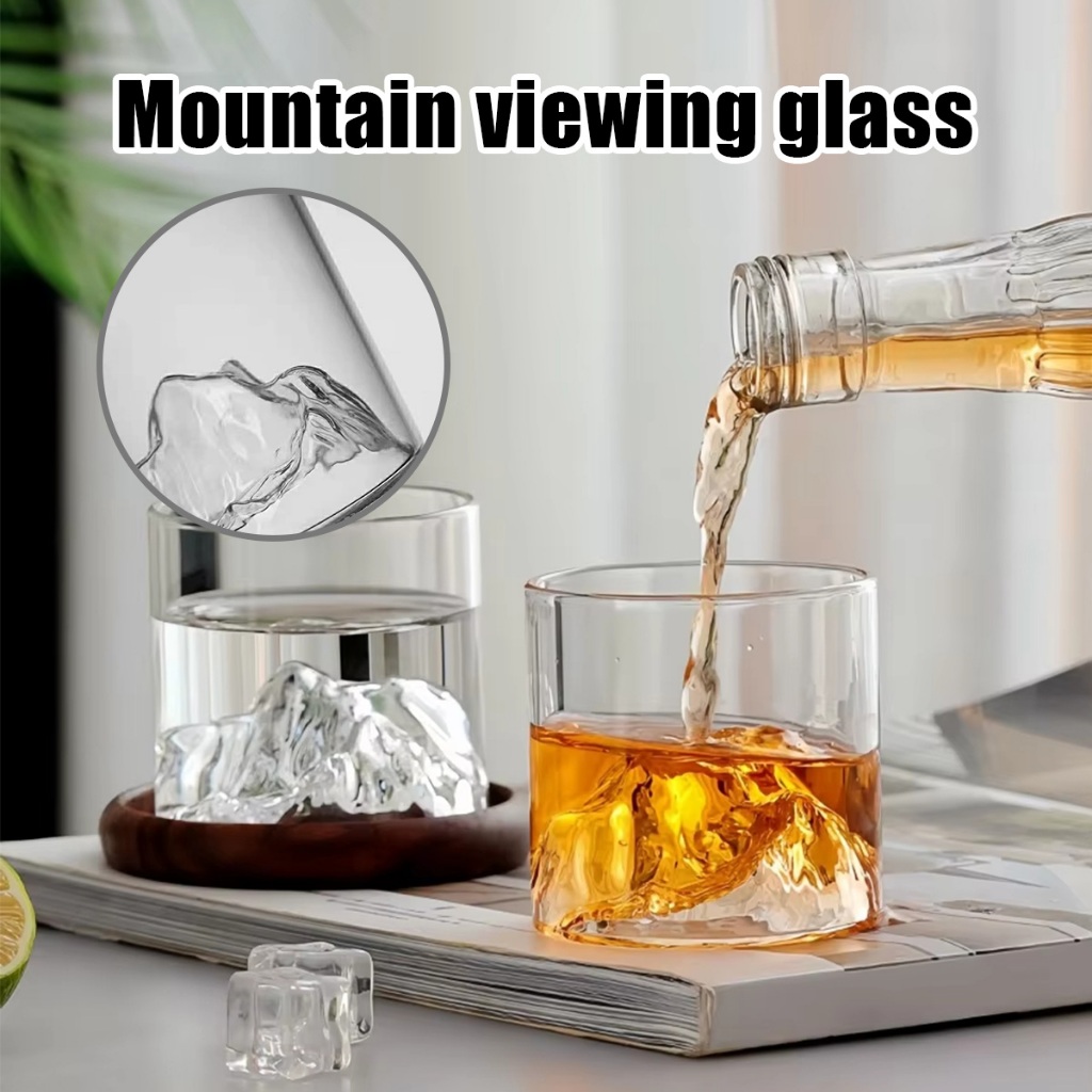Gelas Estetik Gunung Fuji / Gelas Whiskey / Gelas Estetik / Unique Glass / Gelas Kaca 3D