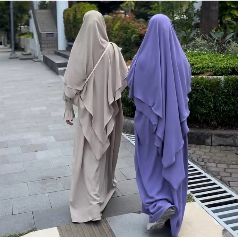 Req Kak Feni - One Set (Abaya+ French Khimar+Cadar) Size L