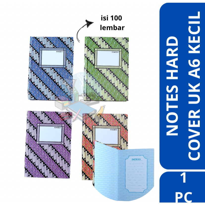 

[1 PC] Buku Notes Hard Cover / Notebook Buku Catatan Ukuran A6 Isi 100 Lembar Okey