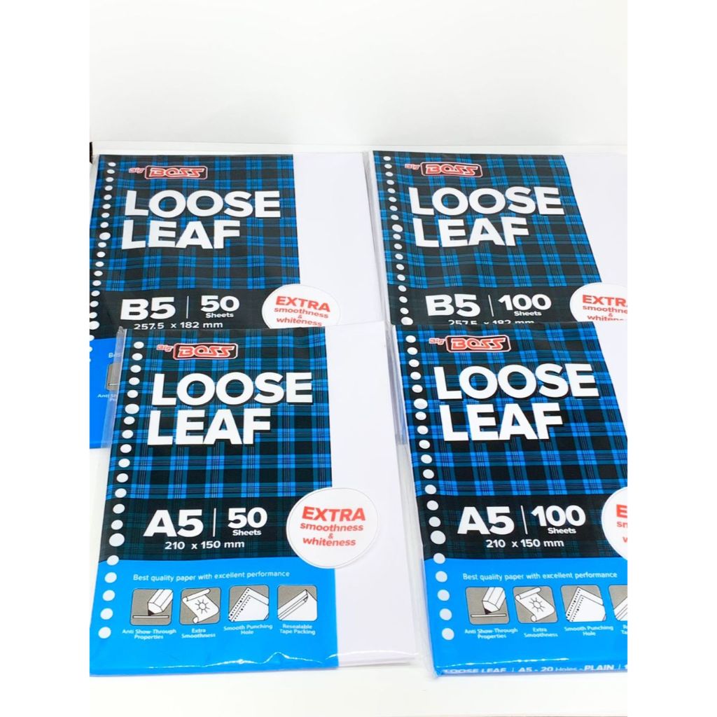 

Loose Leaf Big Boss A5 B5 isi 100 lbr (POLOS) / Kertas Binder Polos