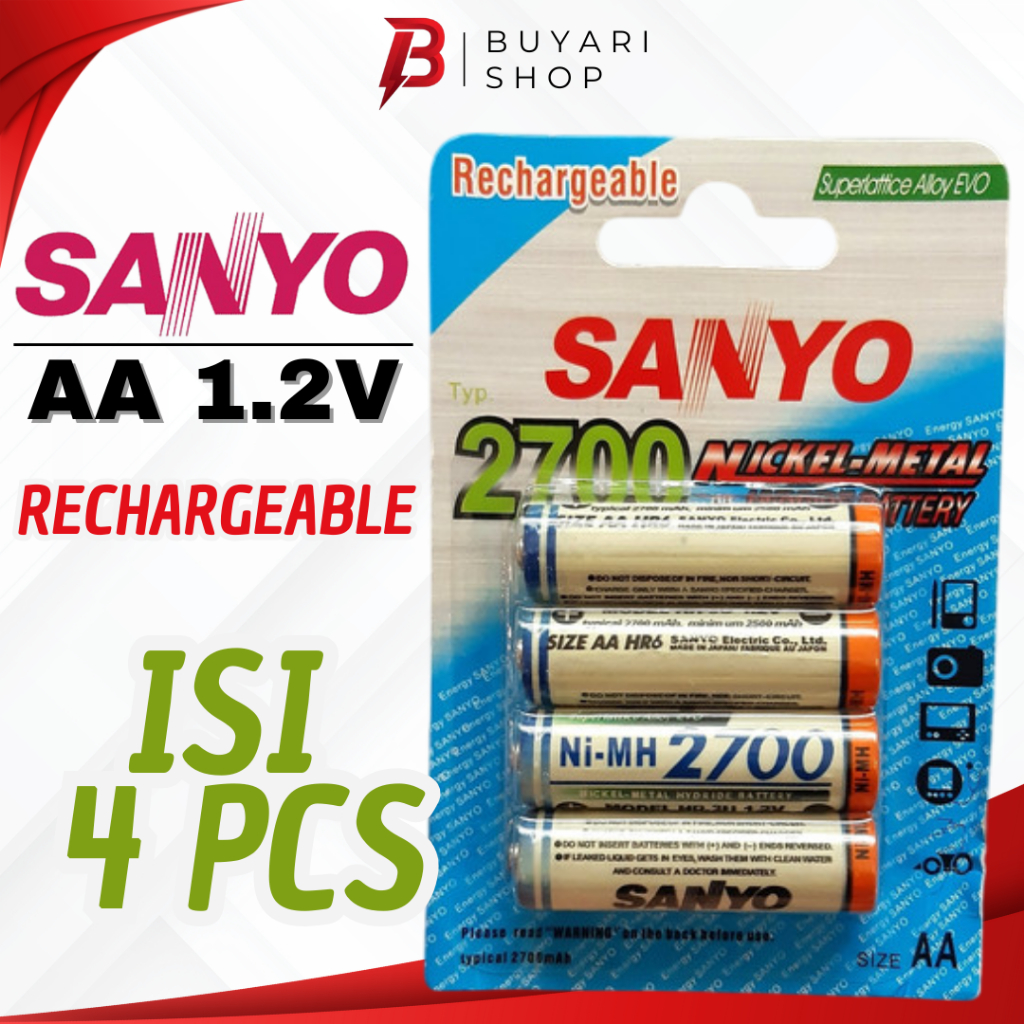 COD Baterai AA Sanyo Isi 4 Rechargeable Cas Charger Charge Recharge Tamiya Murah Sony Sanyo Batre AA