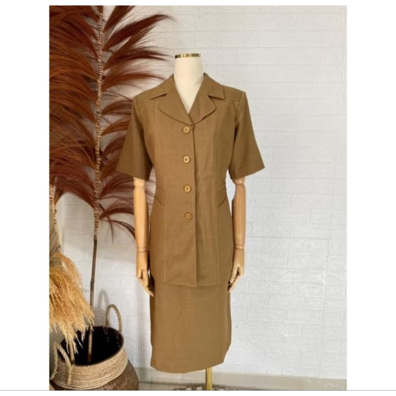 setelan rok pendek pns pemda warna tua