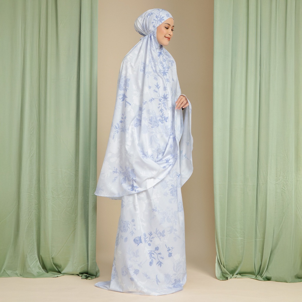 HijabChic Zayana Prayer Set - Mukena Dewasa Satin Silk Premium Lembut Motif Bunga Mewah