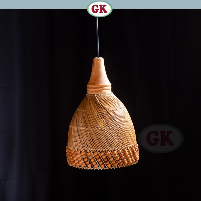 Kap Lampu Gantung Rotan KUBAH 17 - Dekorasi Lampu Aesthetic Kayu