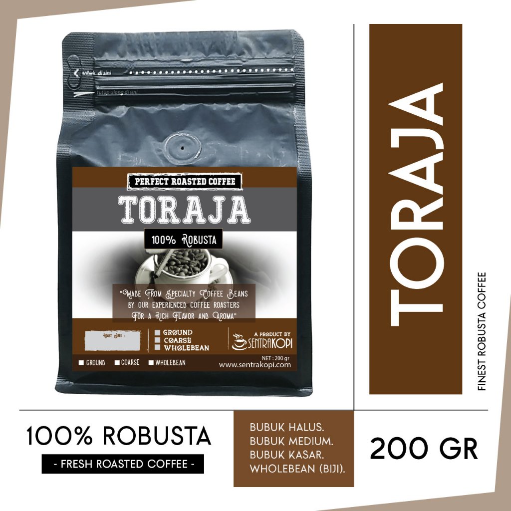 

Sentra Kopi Robusta Toraja 200 Gram - Bubuk / Biji - Asli Premium Robusta Coffee SentraKopi 200gr