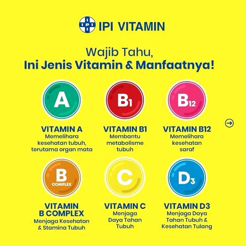IPI VITAMIN A B1 B12 B Complex C D E Zinc - vitamin dan daya tahan tubuh