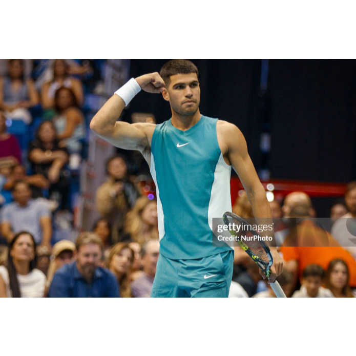 JERSEY TENNIS CARLOS ALCARAZ OF SPAIN WITH NOVAK DJOKOVIC OF SERBIA AT AUSTRALIAN OPEN 2025 AT MELBO