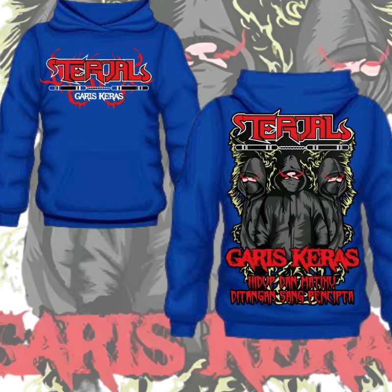 PROMO HOODIE TERJAL GARIS KERAS WARNA BIRU HOODIE TERJAL PSHT WARNA BIRU HOODIE OVERZISE UKURAN M, L