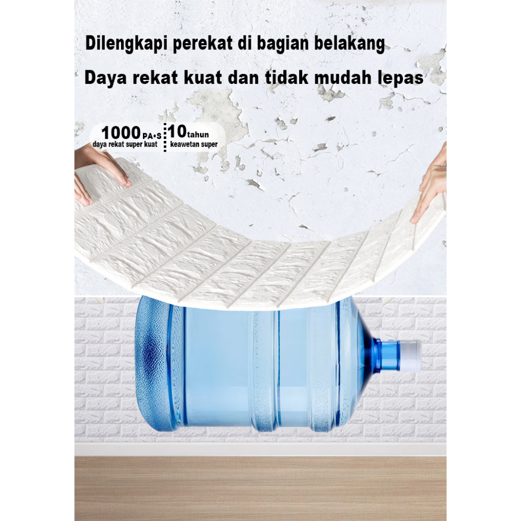 Pure Home - Paket 10 Lembar Wallpaper Dinding 3D Foam Stiker 70X77Cm/70X70Cm Tebal 3Mm Wallpaper