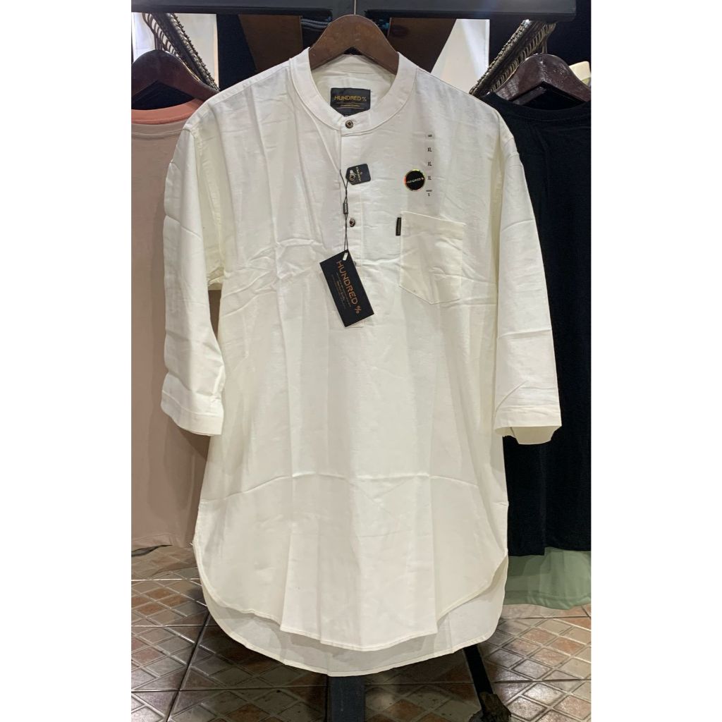 KEMEJA SEMI KOKO LENGAN 3/4 HUNDRED  dari size M - 3XL / ADA SIZE JUMBO DAN STANDARNYA