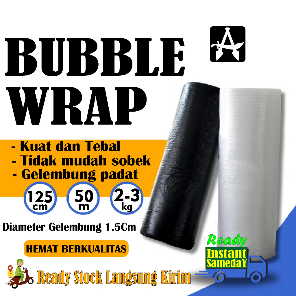 

bubble wrap premium 125 CM X 50 M hitam bening core tebal dan kuat