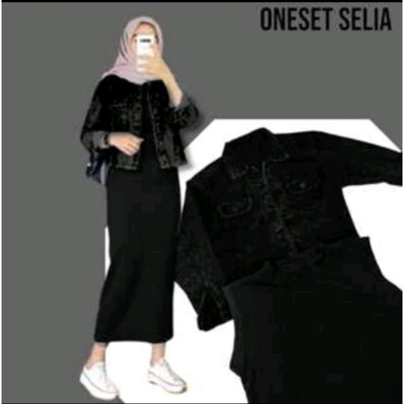 Jaket Jeans Crop+Inner Dress Satu Set Wanita Cewek Cewe Rawis Jaket Jins Denim