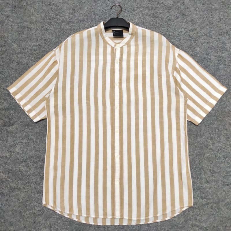 Kemeja Koko Topten Kerah Shanghai 2tone Stripes