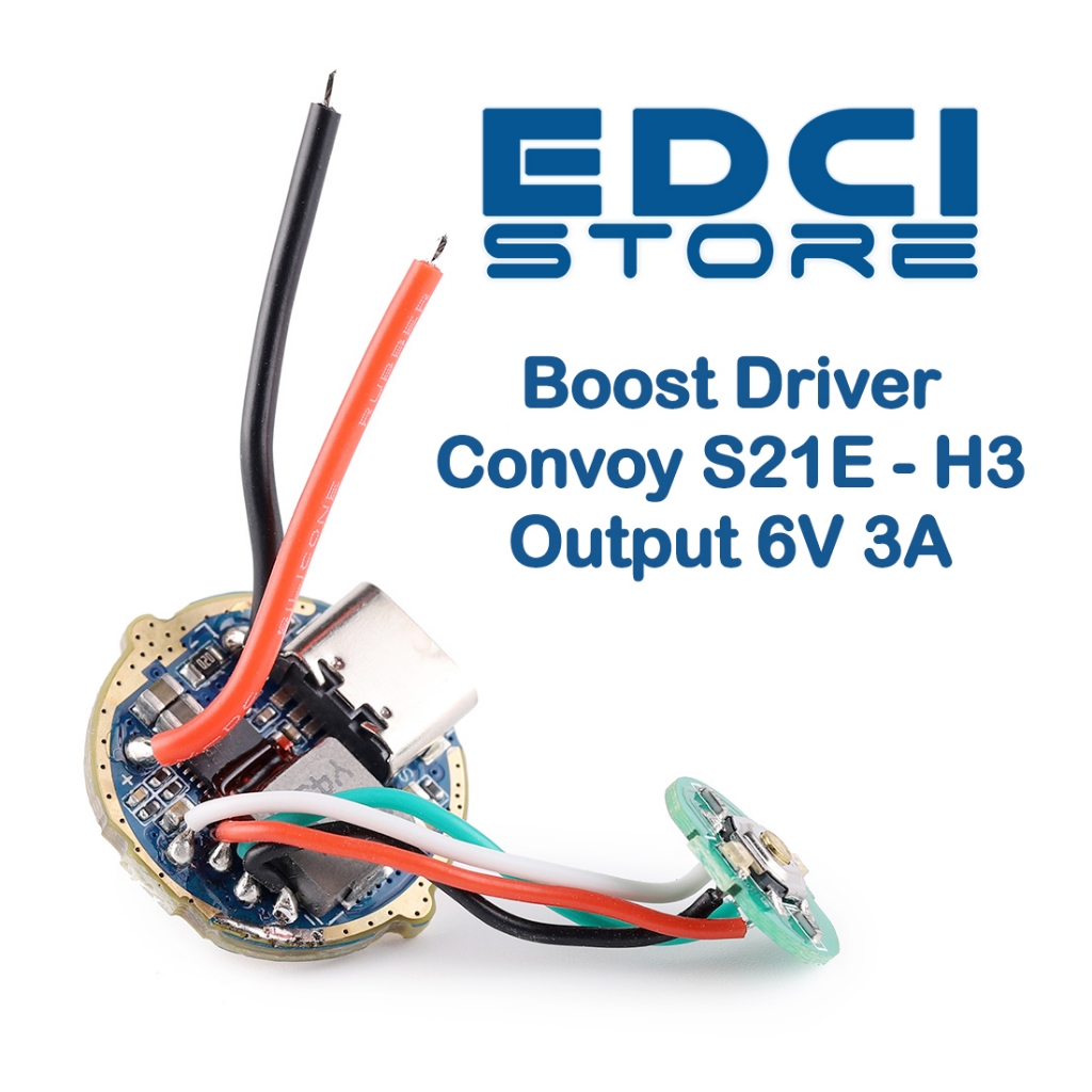 Boost Driver Convoy S21E dan H3, Output 6V 3A, untuk LED XHP50.2, XHP50.3, dll