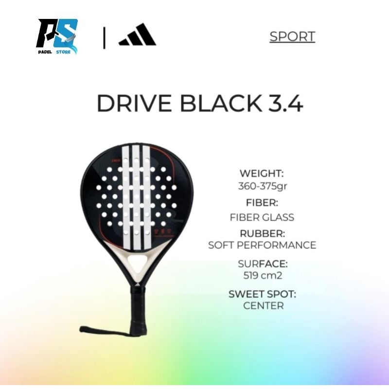 ADIDAS DRIVE BLACK 3.4 PADEL RACKET | RAKET PADEL | RAKET ADIDAS