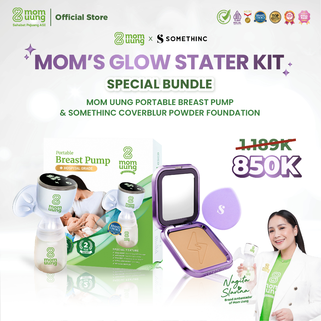 [MOM'S GLOW STATER KIT] Mom Uung Pompa ASI Portable FREE Coverblur Powder Foundation / Breast Pump P