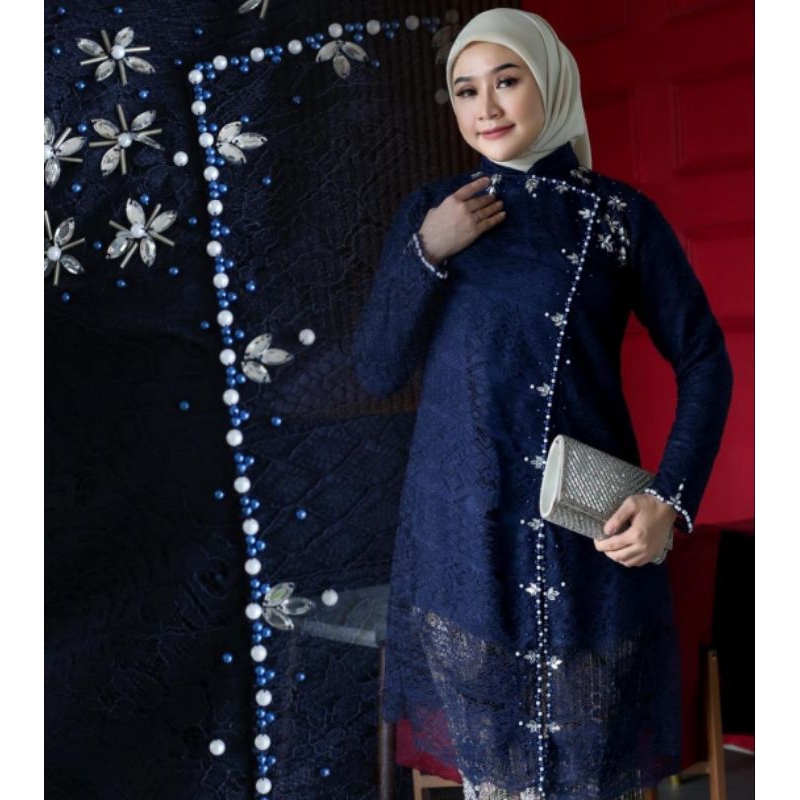 D3v Setelan Kebaya Janggan Payet Kebaya Pesta Baju Wisuda Tunik Brokat Payet Terlaris